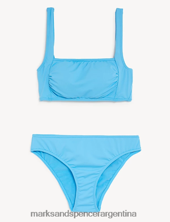 Marks & Spencer mujer conjunto de bikini con cuello cuadrado trajes de baño y ropa de playa turquesa 46VL1496