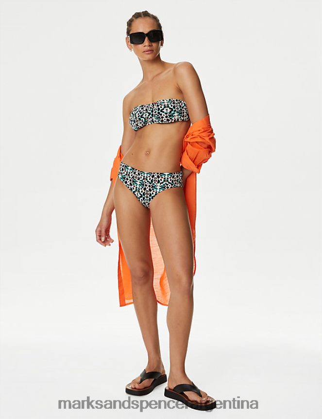 Marks & Spencer mujer braguitas de bikini con parte superior enrollada estampada trajes de baño y ropa de playa multi 46VL3312