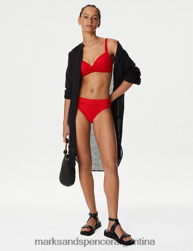 Marks & Spencer mujer braguitas de bikini con parte superior enrollada trajes de baño y ropa de playa amapola 46VL1968