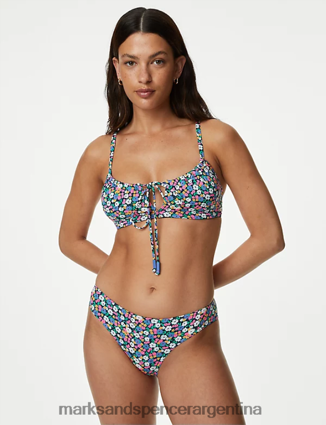 Marks & Spencer mujer braguitas de bikini de pernera alta con estampado floral trajes de baño y ropa de playa multi/brillantes 46VL2406