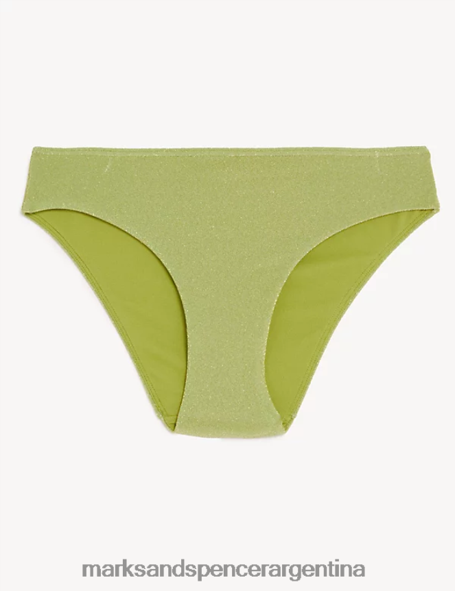 Marks & Spencer mujer braguitas de bikini de pernera alta y brillantes trajes de baño y ropa de playa verde medio 46VL2468