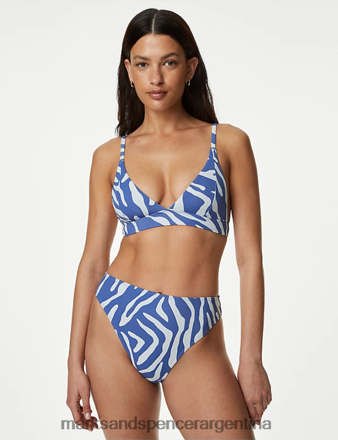 Marks & Spencer mujer braguitas de bikini de talle alto con estampado animal trajes de baño y ropa de playa mezcla azul claro 46VL3196