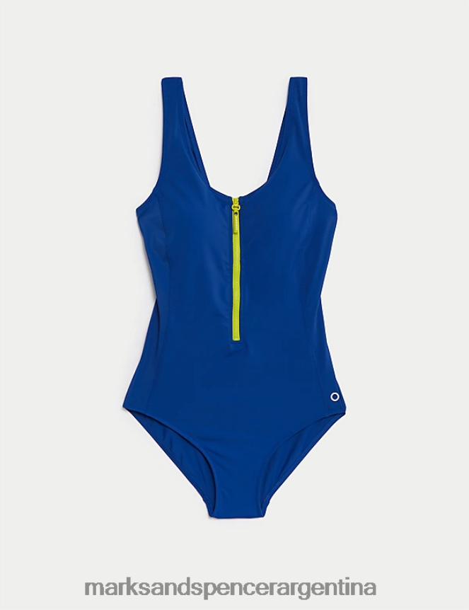 Marks & Spencer mujer traje de baño acolchado con cuello redondo trajes de baño y ropa de playa cobalto 46VL1244