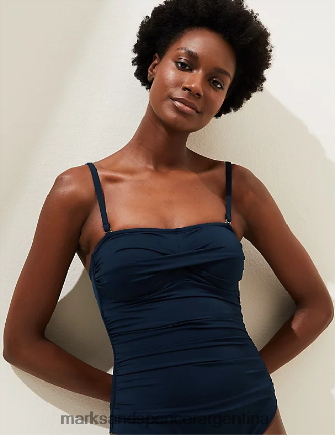 Marks & Spencer mujer traje de baño bandeau acolchado con control de barriga trajes de baño y ropa de playa Armada 46VL2570