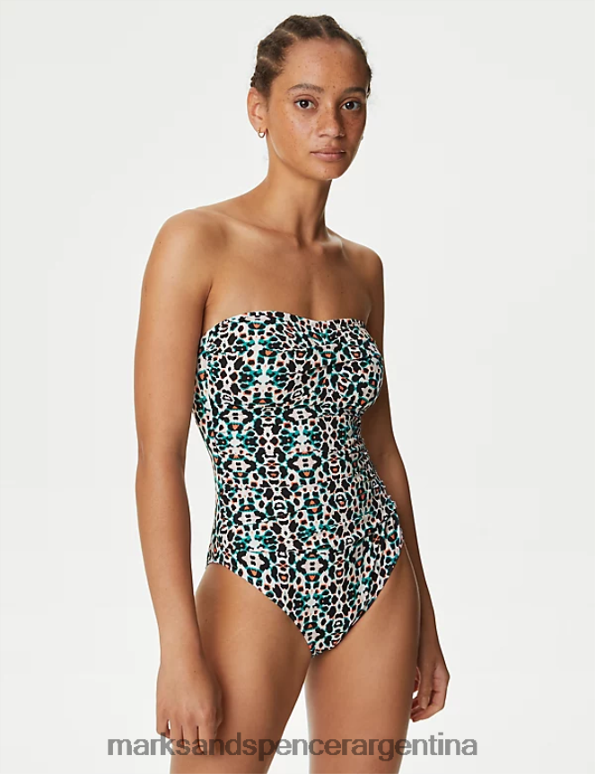 Marks & Spencer mujer traje de baño bandeau estampado con control de barriga trajes de baño y ropa de playa multi 46VL3150