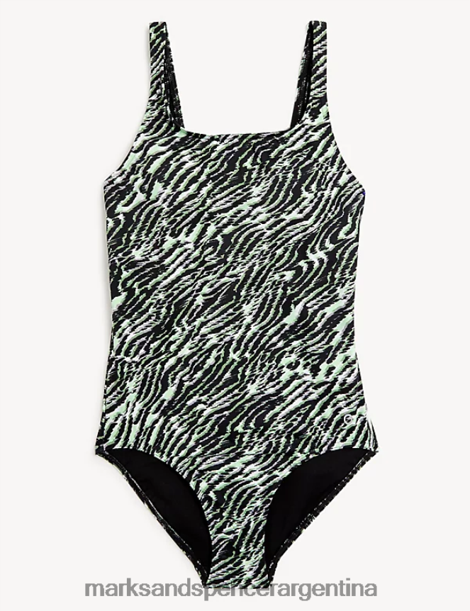 Marks & Spencer mujer traje de baño con cuello redondo y relleno con estampado animal trajes de baño y ropa de playa mezcla de menta 46VL3072