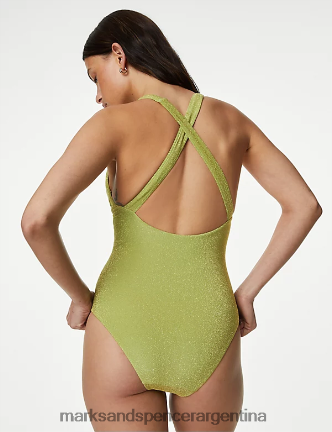 Marks & Spencer mujer traje de baño escotado brillante trajes de baño y ropa de playa verde medio 46VL1146