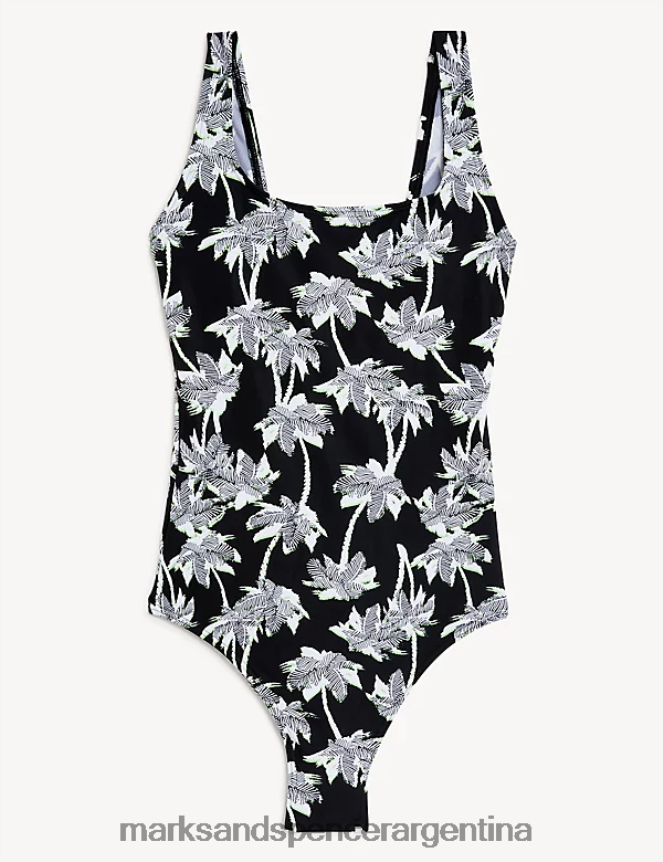 Marks & Spencer mujer traje de baño estampado con cuello redondo trajes de baño y ropa de playa mezcla de lima 46VL2662