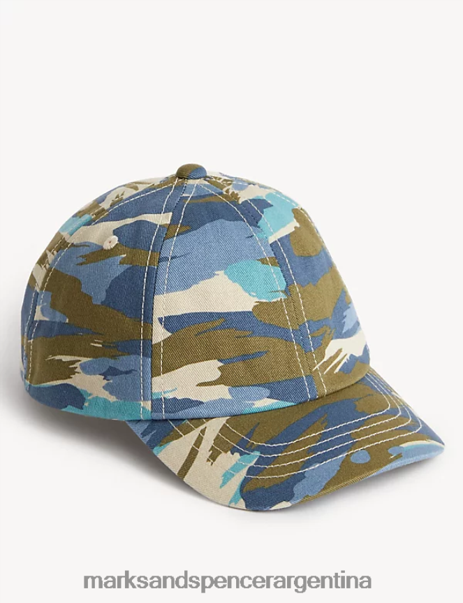 Marks & Spencer niños gorra de béisbol de camuflaje de puro algodón accesorios caqui 46VL8044