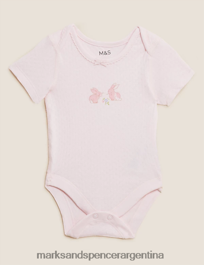 Marks & Spencer niños Pack de 3 bodis estampados de puro algodón ropa mezcla rosa 46VL7744