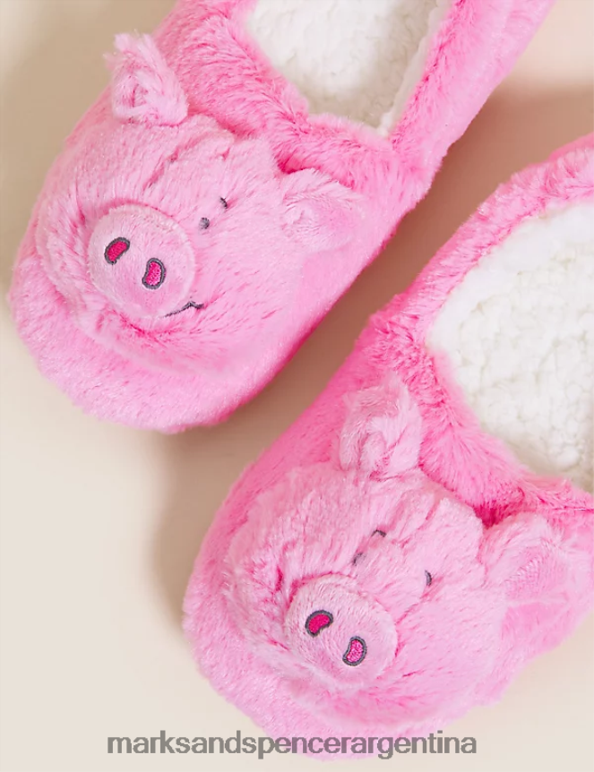 Marks & Spencer niños pantuflas de cerdo percy calzado rosa 46VL8070