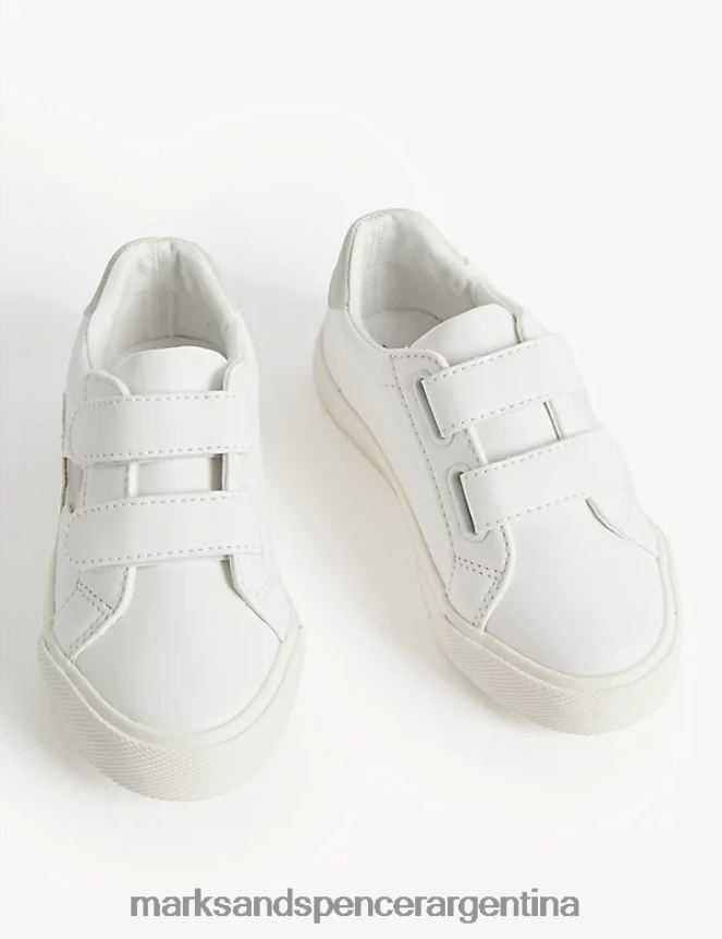 Marks & Spencer niños zapatillas Freshfeet con cinta adhesiva y estrellas calzado mezcla blanca 46VL8016