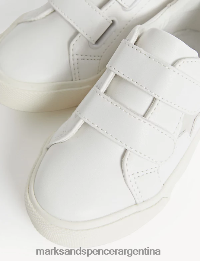 Marks & Spencer niños zapatillas Freshfeet con cinta adhesiva y estrellas calzado mezcla blanca 46VL8016