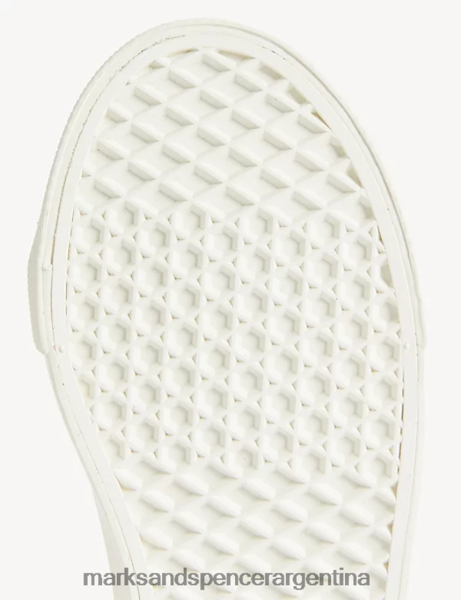 Marks & Spencer niños zapatillas Freshfeet con cinta adhesiva y estrellas calzado mezcla blanca 46VL8016