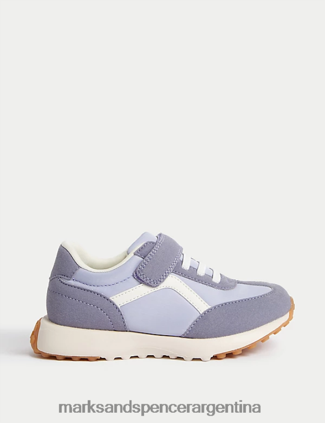 Marks & Spencer niños zapatillas Freshfeet con velcro calzado púrpura 46VL8120