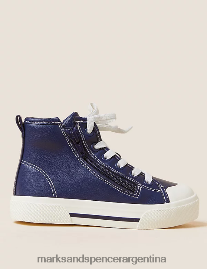 Marks & Spencer niños zapatillas altas con cremallera Freshfeet calzado Armada 46VL8012