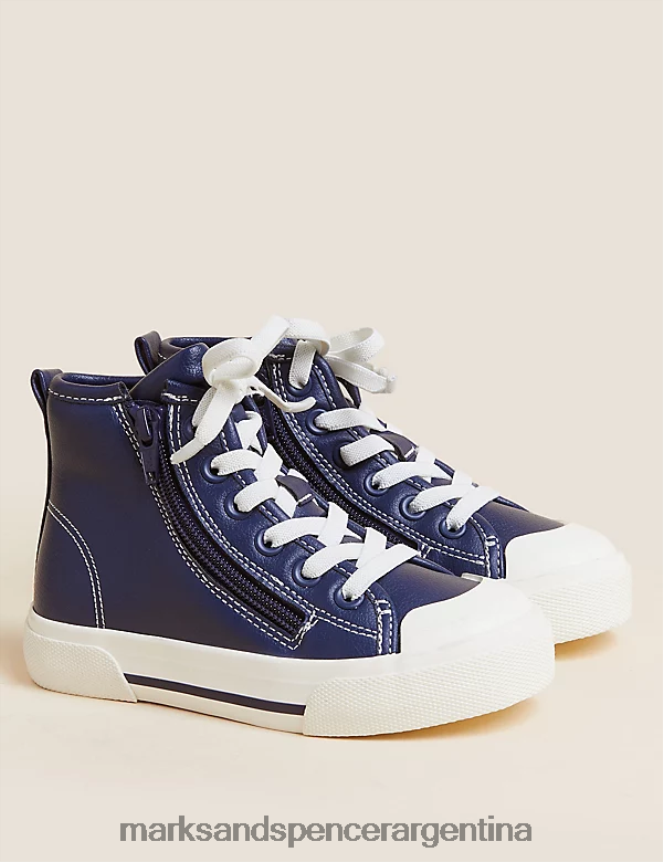 Marks & Spencer niños zapatillas altas con cremallera Freshfeet calzado Armada 46VL8012