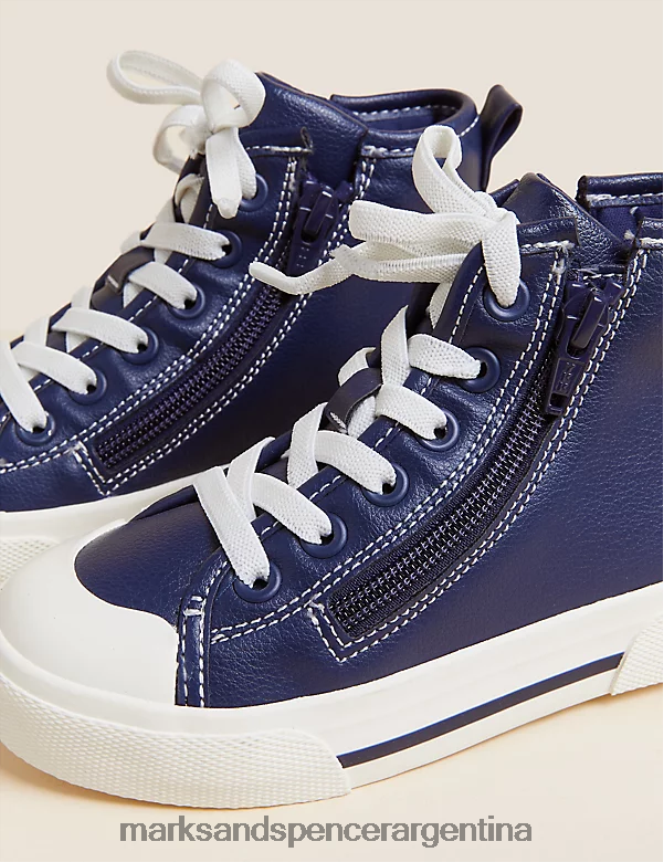 Marks & Spencer niños zapatillas altas con cremallera Freshfeet calzado Armada 46VL8012