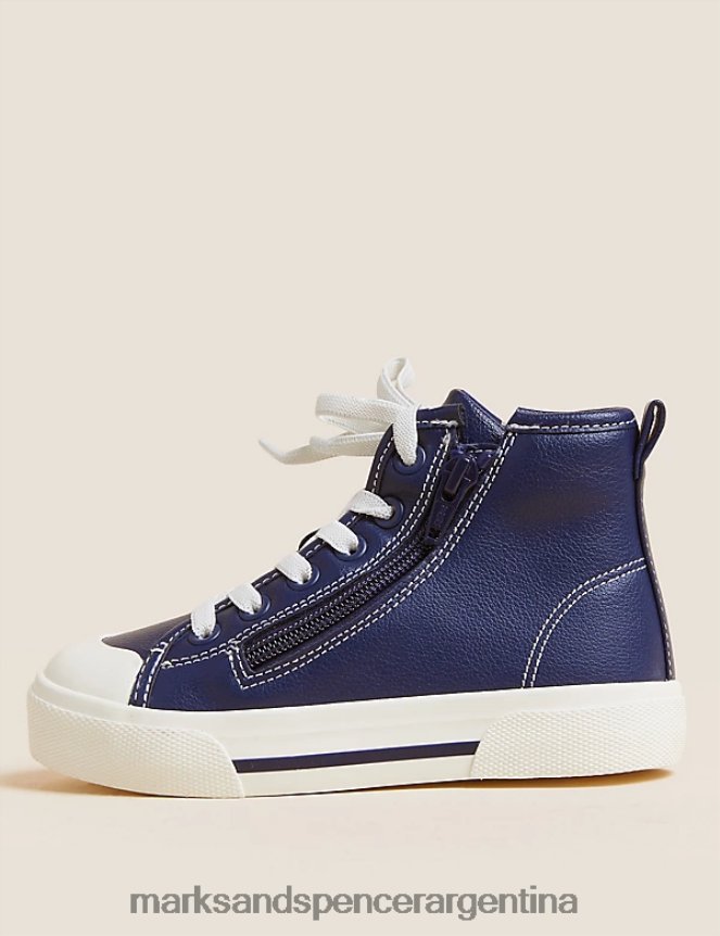 Marks & Spencer niños zapatillas altas con cremallera Freshfeet calzado Armada 46VL8012