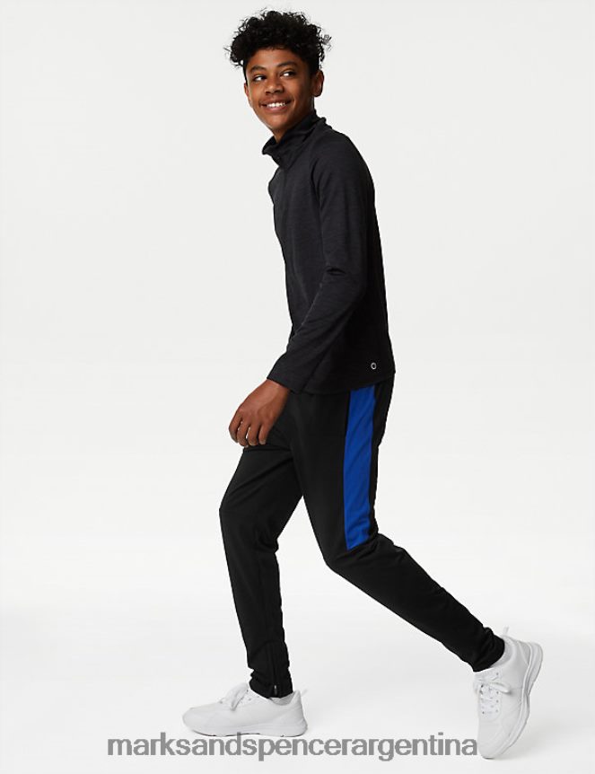 Marks & Spencer niños joggers deportivos ricos en algodón ropa mezcla negra 46VL8006