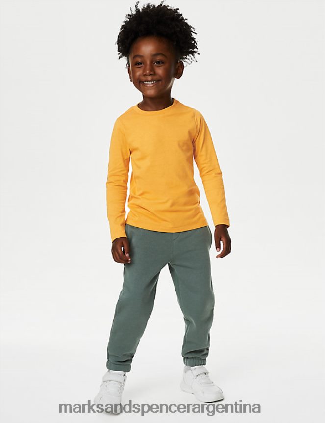 Marks & Spencer niños joggers ricos en algodón ropa sabio oscuro 46VL8066
