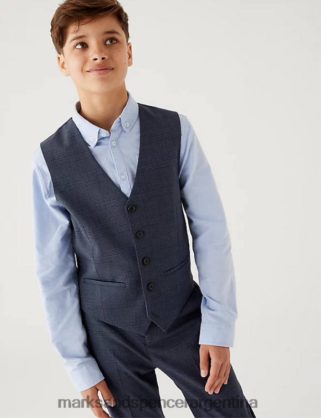 Marks & Spencer niños chaleco de traje a cuadros ropa Armada 46VL8158