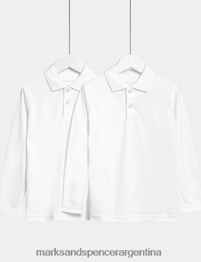 Marks & Spencer niños Paquete de 2 polos escolares de puro algodón uniforme escolar blanco 46VL3296