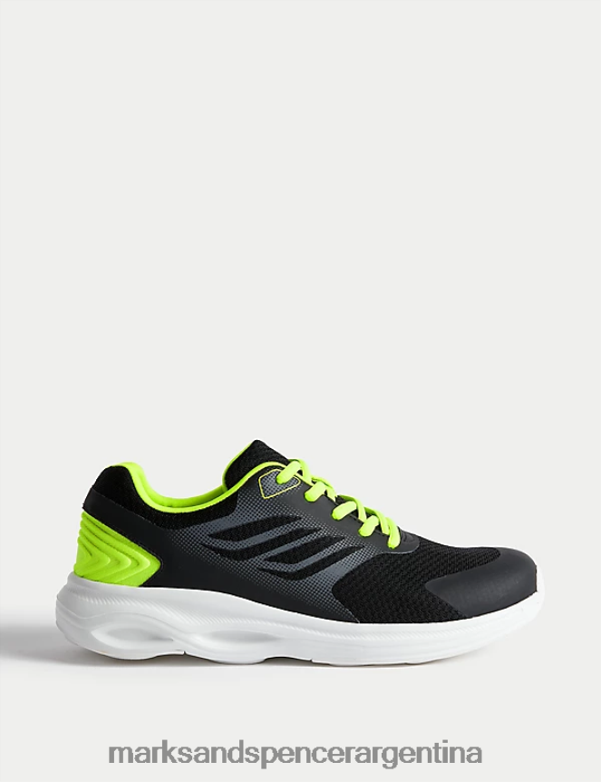 Marks & Spencer niños zapatillas deportivas Freshfoots calzado mezcla negra 46VL8196