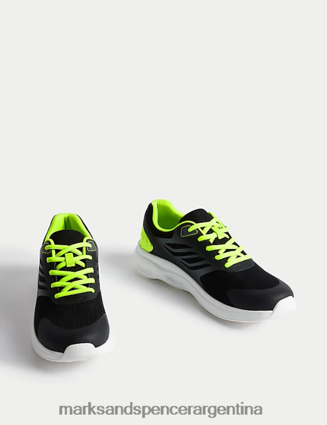 Marks & Spencer niños zapatillas deportivas Freshfoots calzado mezcla negra 46VL8196