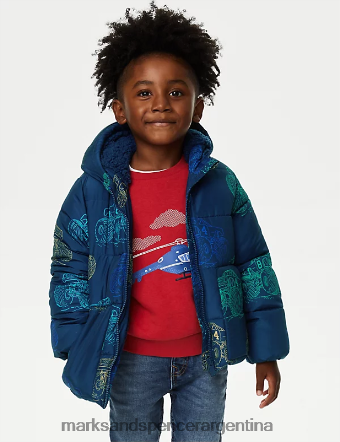 Marks & Spencer niños abrigo acolchado estampado ropa mezcla azul marino 46VL7824