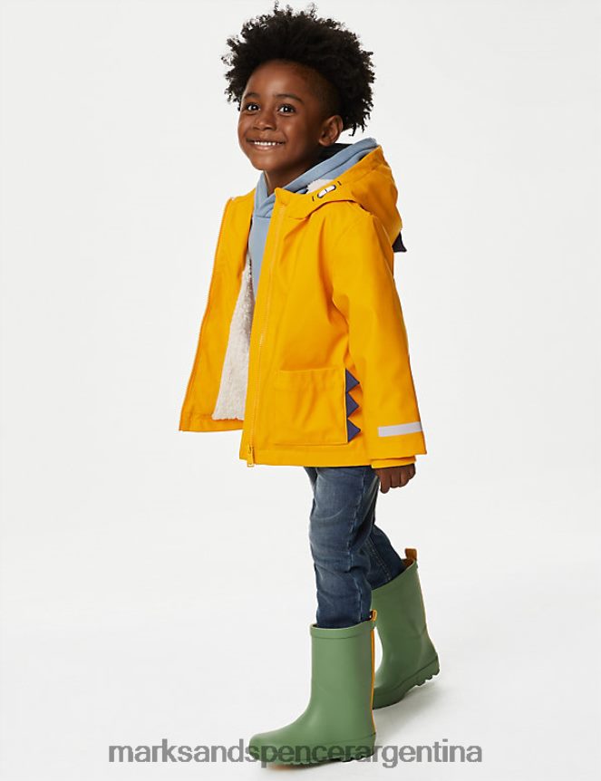Marks & Spencer niños abrigo de pescador con dinosaurio y capucha de stormwear ropa amarillo 46VL7886