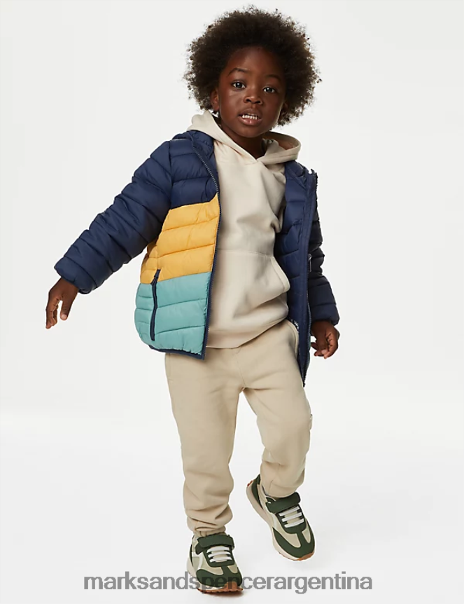 Marks & Spencer niños chaqueta acolchada ligera Stormwear ropa mezcla azul marino 46VL7900