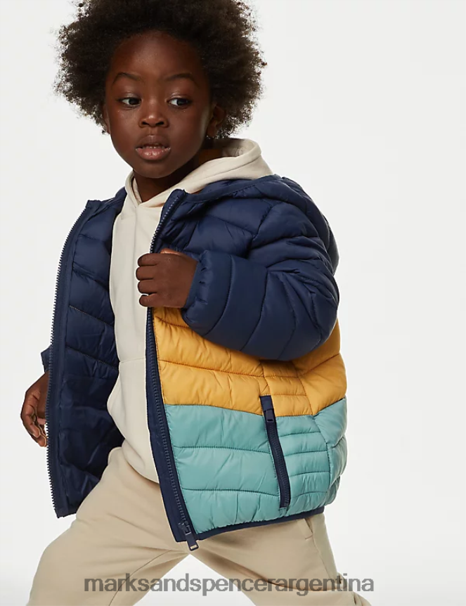 Marks & Spencer niños chaqueta acolchada ligera Stormwear ropa mezcla azul marino 46VL7900