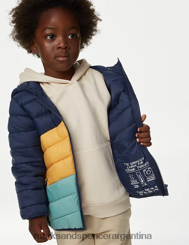 Marks & Spencer niños chaqueta acolchada ligera Stormwear ropa mezcla azul marino 46VL7900
