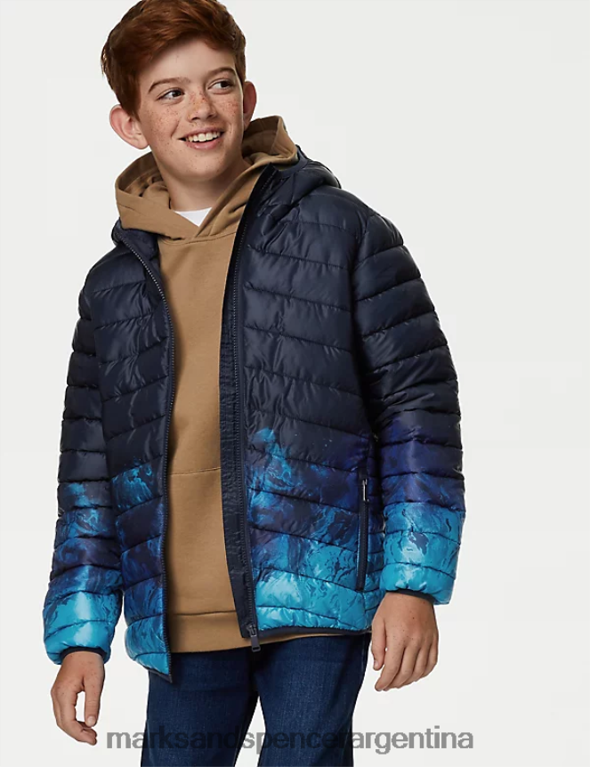 Marks & Spencer niños chaqueta acolchada ligera Stormwear ropa mezcla azul marino 46VL8258