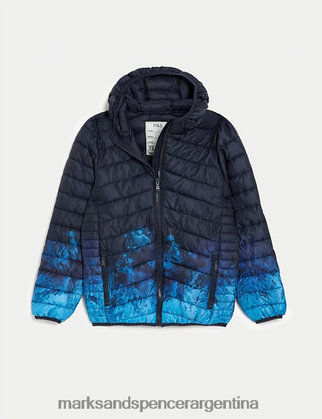 Marks & Spencer niños chaqueta acolchada ligera Stormwear ropa mezcla azul marino 46VL8258
