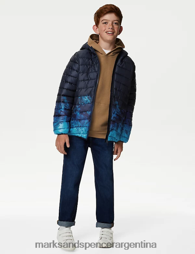Marks & Spencer niños chaqueta acolchada ligera Stormwear ropa mezcla azul marino 46VL8258