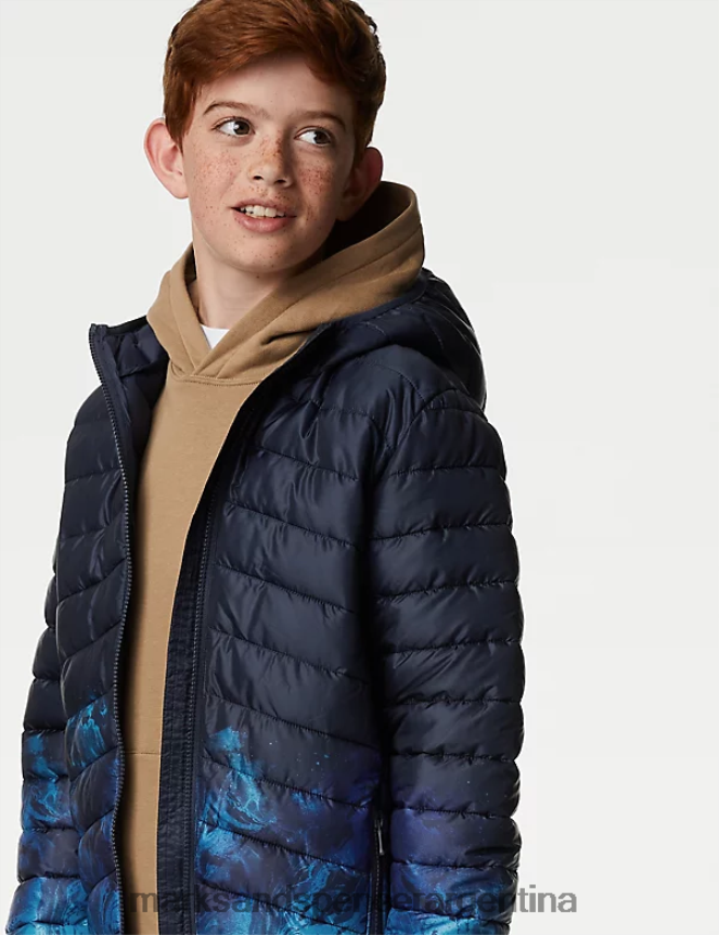 Marks & Spencer niños chaqueta acolchada ligera Stormwear ropa mezcla azul marino 46VL8258