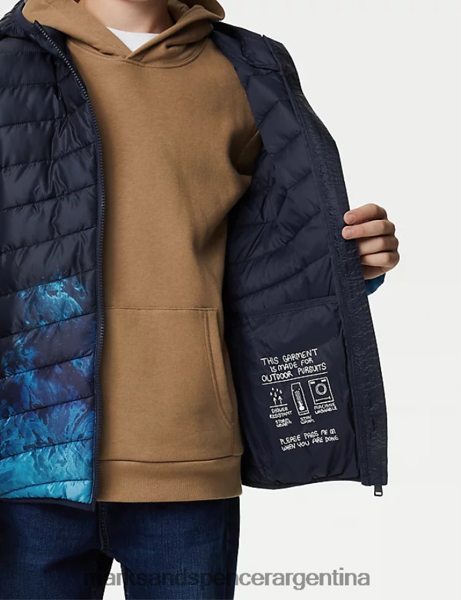 Marks & Spencer niños chaqueta acolchada ligera Stormwear ropa mezcla azul marino 46VL8258