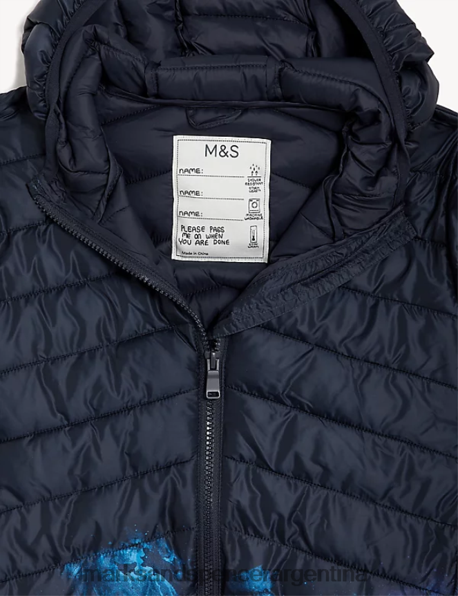 Marks & Spencer niños chaqueta acolchada ligera Stormwear ropa mezcla azul marino 46VL8258