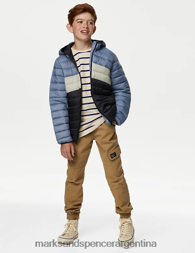 Marks & Spencer niños chaqueta acolchada ligera Stormwear ropa mezcla de carbón 46VL7972