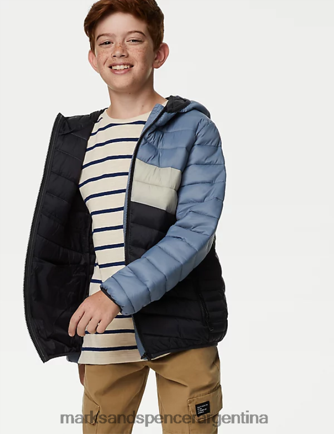Marks & Spencer niños chaqueta acolchada ligera Stormwear ropa mezcla de carbón 46VL7972