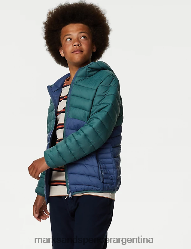 Marks & Spencer niños chaqueta acolchada ligera Stormwear ropa mezcla verde 46VL8256