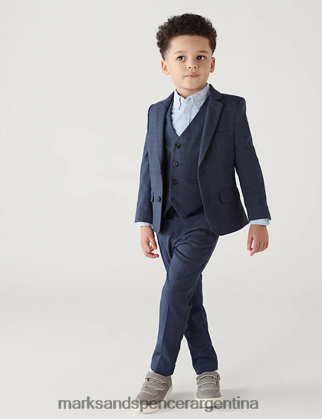 Marks & Spencer niños chaqueta de traje a cuadros ropa Armada 46VL7984