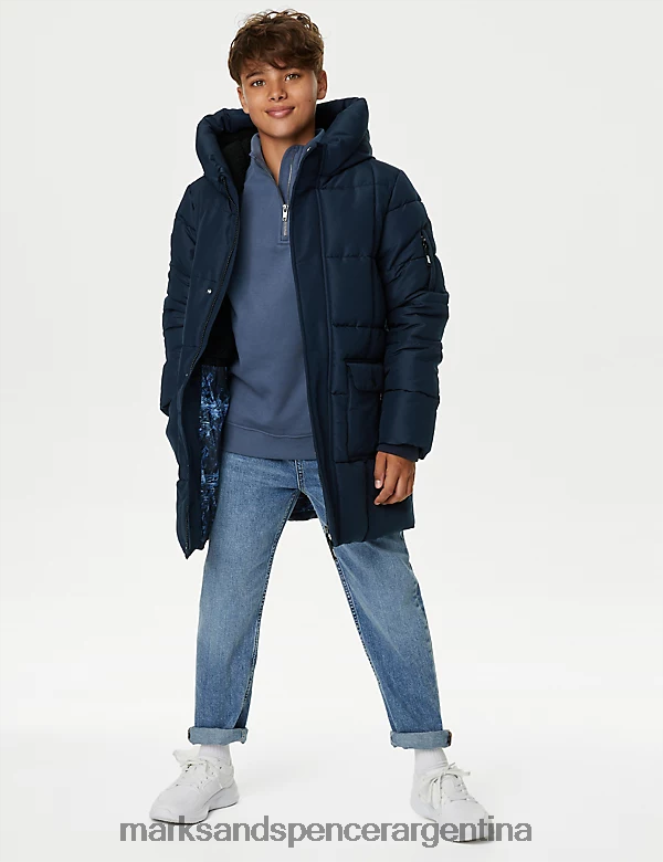 Marks & Spencer niños chubasquero largo acolchado Stormwear ropa Armada 46VL8132