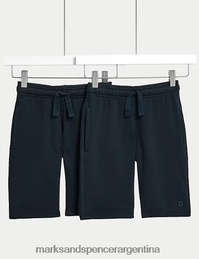 Marks & Spencer niños Pack de 2 pantalones cortos deportivos para el colegio ropa Armada 46VL8242