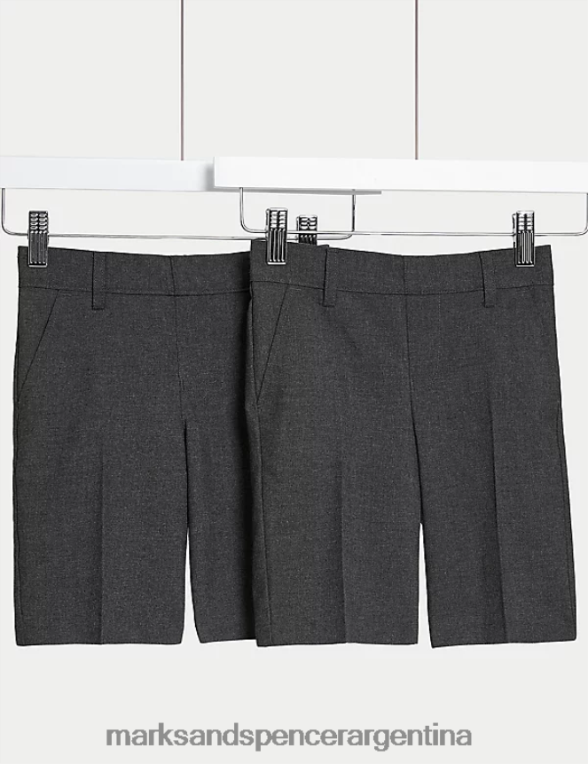 Marks & Spencer niños Pack de 2 shorts escolares ajustados con pernera y cintura ropa gris 46VL7872