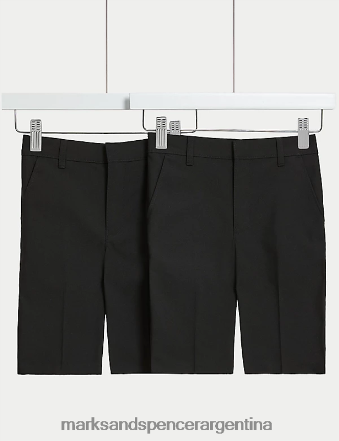Marks & Spencer niños Pack de 2 shorts escolares de pernera delgada ropa negro 46VL8100