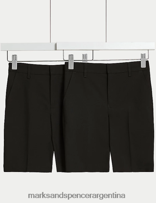 Marks & Spencer niños Paquete de 2 pantalones cortos escolares de pernera regular ropa negro 46VL7820