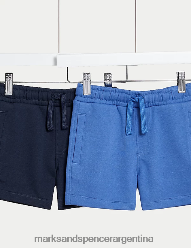 Marks & Spencer niños Paquete de 2 shorts ricos en algodón ropa Azul marino 46VL7798